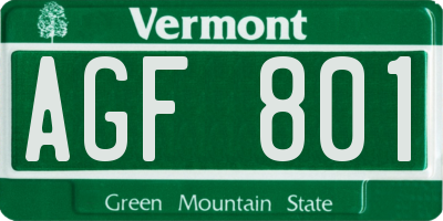 VT license plate AGF801