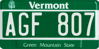 VT license plate AGF807