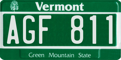 VT license plate AGF811