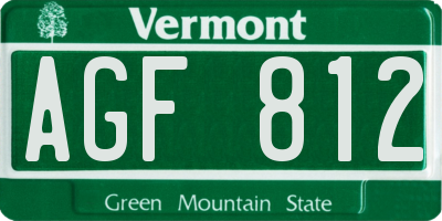 VT license plate AGF812