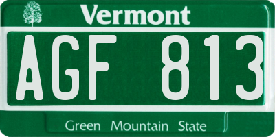 VT license plate AGF813