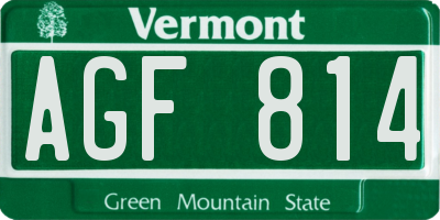 VT license plate AGF814
