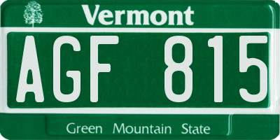 VT license plate AGF815