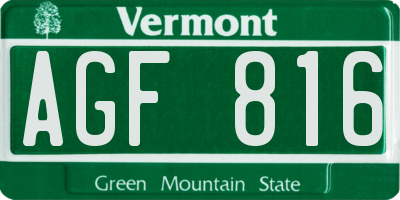 VT license plate AGF816