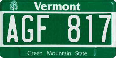 VT license plate AGF817