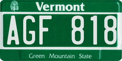 VT license plate AGF818
