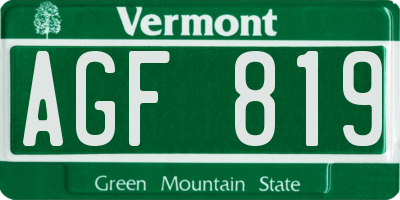 VT license plate AGF819