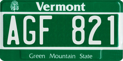 VT license plate AGF821