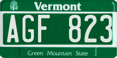 VT license plate AGF823