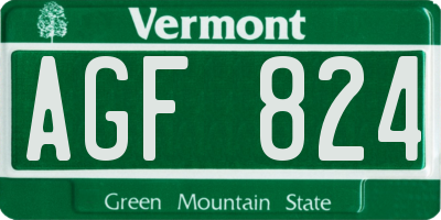 VT license plate AGF824