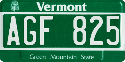VT license plate AGF825