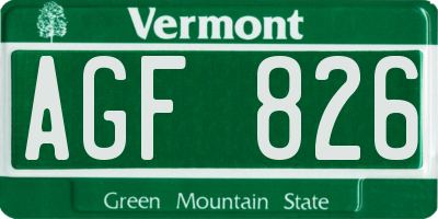 VT license plate AGF826