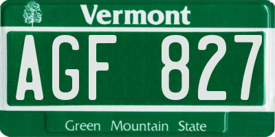 VT license plate AGF827