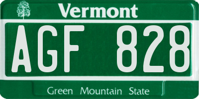 VT license plate AGF828