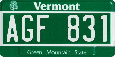 VT license plate AGF831