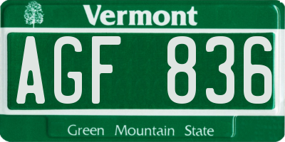 VT license plate AGF836