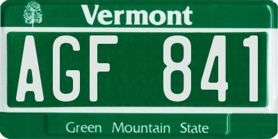 VT license plate AGF841