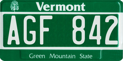 VT license plate AGF842