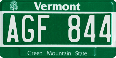 VT license plate AGF844