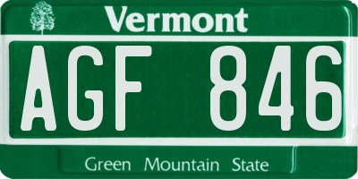 VT license plate AGF846