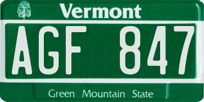 VT license plate AGF847