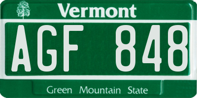 VT license plate AGF848