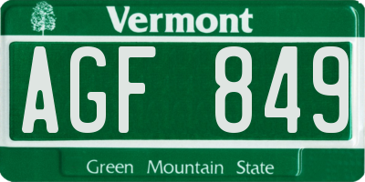 VT license plate AGF849