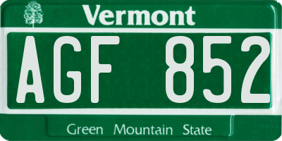 VT license plate AGF852