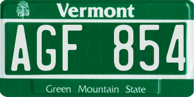 VT license plate AGF854