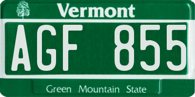 VT license plate AGF855
