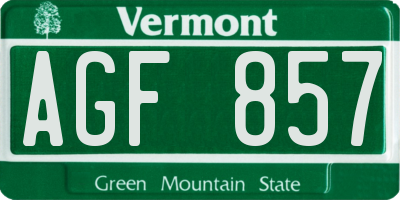 VT license plate AGF857