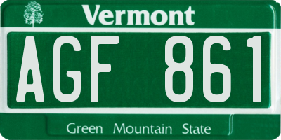 VT license plate AGF861