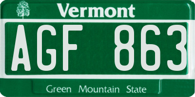 VT license plate AGF863