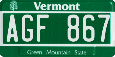 VT license plate AGF867