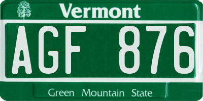 VT license plate AGF876