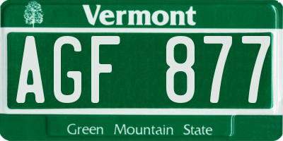 VT license plate AGF877