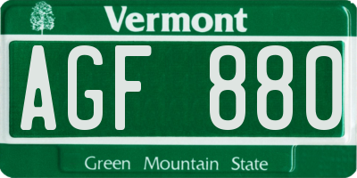 VT license plate AGF880