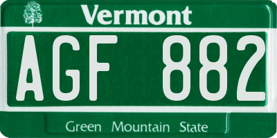 VT license plate AGF882