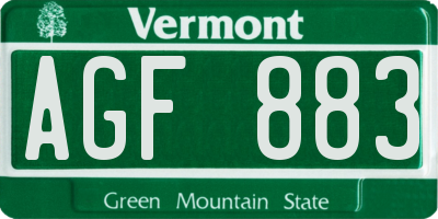 VT license plate AGF883