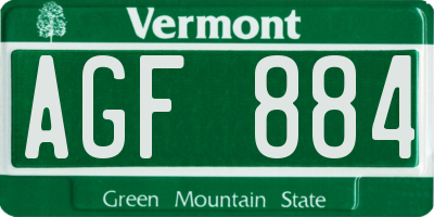 VT license plate AGF884
