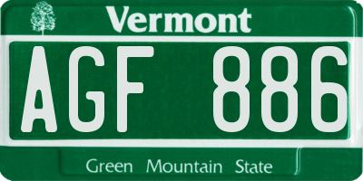 VT license plate AGF886