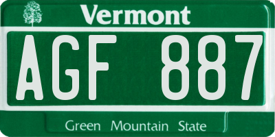 VT license plate AGF887