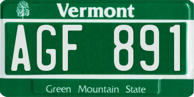 VT license plate AGF891