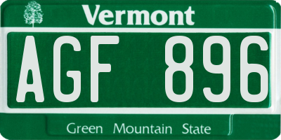 VT license plate AGF896