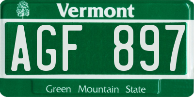 VT license plate AGF897