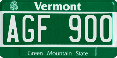 VT license plate AGF900