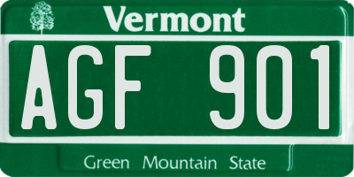 VT license plate AGF901