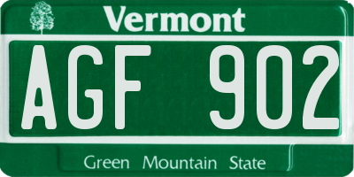 VT license plate AGF902