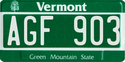 VT license plate AGF903