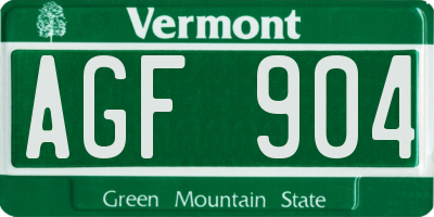 VT license plate AGF904